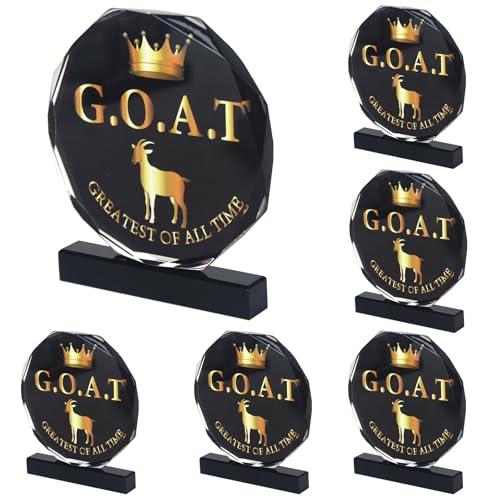 5 Pcs Goat Trophy Award Acrylic Award Greatest of All Time Funny Trophy Award Appreciation Gift for Boss, Coworker, Friend League Champion Award Winner Sports Award Appreciation Recognition Gift