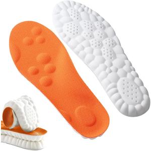 Steppers Massage Insoles for Men and Women, Cloud Comfort Shoe Insoles with Arch Support - Breathable Cushioned Inserts for Pain Relief & Fatigue Reduction, Trim to Fit (Orange, Mem:7-8/Womem:8.5-9.5)
