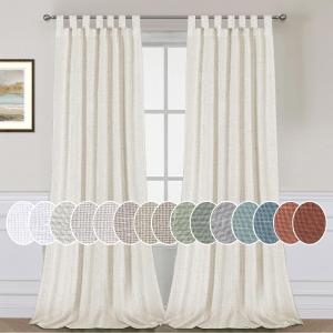 H.VERSAILTEX Linen Curtains Natural Linen Blended Tab Top Window Treatments Panels Drapes for Living Room / Bedroom, Elegant Energy Efficient Light Filtering Curtains (Set of 2, 52in x 96in, Ivory)