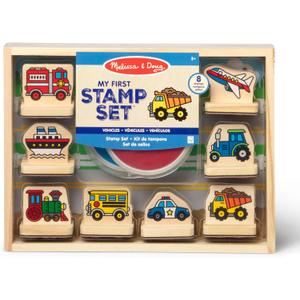 Melissa & Doug My First Wooden Stamp Set  Vehicles Kids Art Projects, Stamps with Washable Ink, Vehicle Toys for Kids Ages 4+
