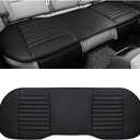 Leather Car Seat Cover, Breathable Rear Seat Bottom Cushion Pad Filling Bamboo Charcoal, Comfortable Anti-Slip Vehicle Long Bench Cover with Storage Pockets, Car Accessories (Black)