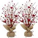 Valentine's Day Artificial Heart Berry Tree Decor - 1 Pack 16-Inch Red & Pink Valentine's Day Table Centerpieces for Valentines Day Indoor Decorations
