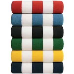 9Threads Cotton Turkish Beach Towel with Towels Oversized 30"x60" Pool Absorbent Extra Large Quick Dry Sand Travel Towel (Cabana Mix, 6 Pack)