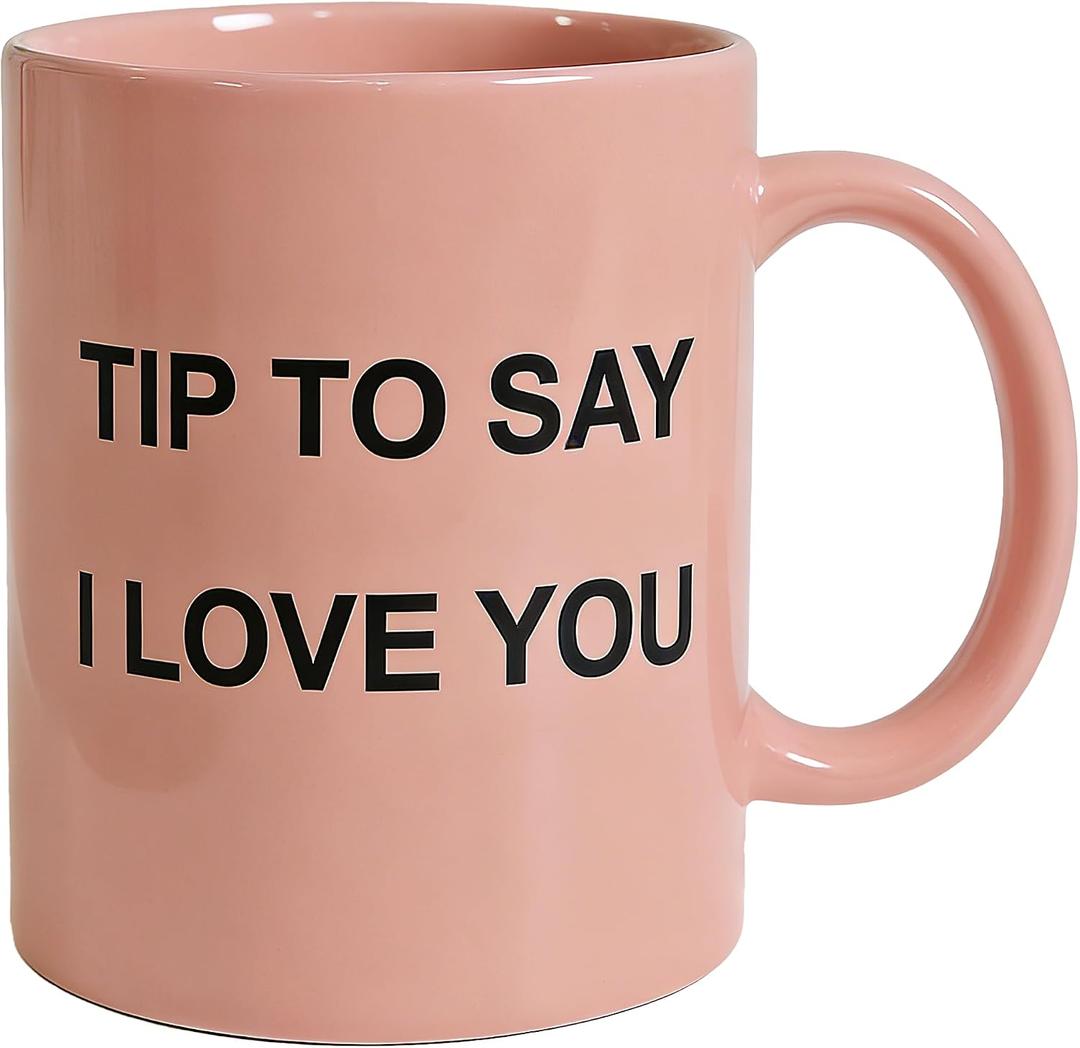2 x Cute Coffee Mug I Love You 16oz Pink, Valentine's Day Gifts Anniversary Day Gifts- Birthday, Christmas, Wedding, Valentines Gift for Her, Women, Girlfriend, Wife, Fiancee
