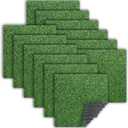 12 Pcs Artificial Grass Tiles 12 x 12 Inch Turf Grass Squares Fake Turf Grass Patch Grass Carpet Mat Outdoor Indoor Realistic Grass Rug for Miniature Garden DIY Crafts Patio Balcony Decor