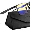 ANYLUV Blue Light Glasses Men/Women, Al-Mg Metal Computer Blue Light Blocking Glasses, Relieve Eyestrain and Eye Protection ((Gaming Protection) 01- Black)