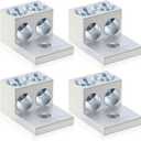 Blulu 4 Pieces Dual Aluminum Ground Lug Dual Rated Double Wire Barrel Aluminum Mechanical Lug (1/0)