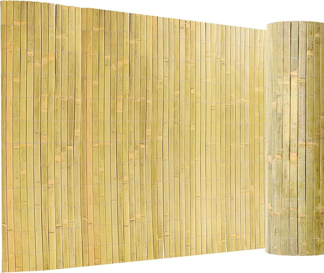 Bamboo Slat Fence 4.8ft H x 13ft L, Approx 5ft Tall Bamboo Privacy Screen, Natural Bamboo Fencing, Decorative Bamboo Fence for Backyard, Balcony, Garden, and Pool Area