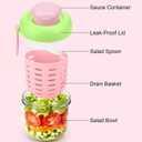 Juome Salad Pod with Dressing Container - Leakproof Salad Container for Lunch with Lid & Spoon, Reusable Salad Jar for Meal Prep & Food Storage, Suitable for Home, Outdoor Travel (Pink)