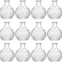 SOUJOY 12 Pack Small Glass Ball Bud Vase, Unique Mini Low Sitting Flower Vase, Clear Diamond Floral Centerpieces for Home Decor, Weddings, Floral Arrangements, Events, Parties