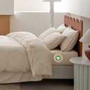 Double Stitch Organic Cotton Sheets King Size - Soft & Breathable Sheet Set 4 Piece，Luxury 300 TC Sateen Weave Bedding, 100% GOTS Certified Long Staple Cotton, Made in India, Beige