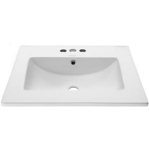 Swiss Madison Well Made Forever SM-VT324-3 Ceramic Vanity Top Sink 24" with Three Faucet Holes, Glossy White