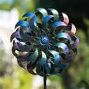 Wind Spinners Outdoor,64.2Inch 360Rotating Crescent Windmill for Yard, Garden Wind Spinner with Blue Green Purple Gradient Blades, Weatherproof Metal Garden Decor