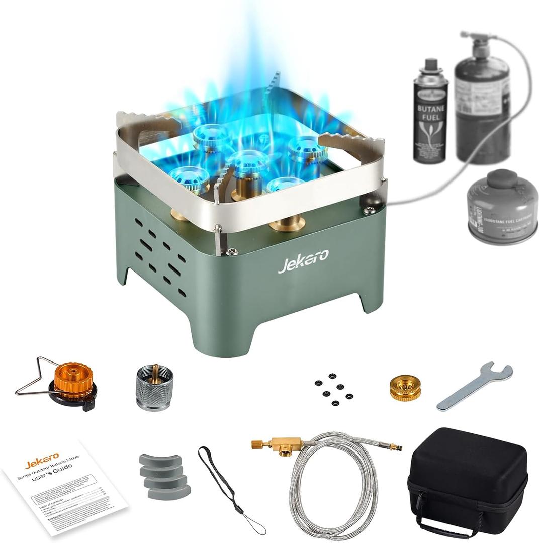 Camping Stove Portable Propane Camping Stove Small Outdoor Stove, 30,000 BTU Camp Stove, Windproof Single Butane Stove, with Carrying Case & ignitor, for Camping, Backpacking, Emergency