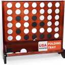 Giant Wooden 4 in a Row Connect Games with Folding Tray - Yard Outdoor Beach Games with Carrying Case - Two Styles to Play - Patented Product