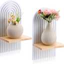Ubamdom 2 Pcs Wooden Boho Shelf Wall Decor, Bohemian Floating Shelves, White Arch Wall Shelves for Nursery Bedroom Living Room Mid Century Hanging Shelf