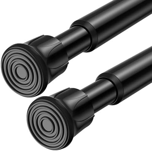 QINGYUN Pack of 2 Tension Rods for Windows 28 to 52 inch, Adjustable Curtain Rods No Drilling Spring Rods Extendable Pressure DIY Tension Rod for Window Closet Kitchen, Black