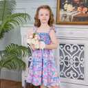 Little Bitty Toddler Girl Smocked Dress Floral Flutter Sleeve Ruffle Dresses Girls Summer Outfits Beach Sundress 2-7 Years (5T, Lilac)