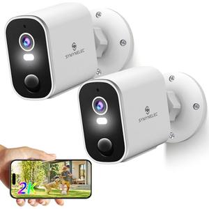 Security Cameras Wireless Outdoor 2K: Battery Powered WiFi Camera with AI Motion Detection for Home - Color Night Vision Spotlight Siren Alarm 2-Way Talk IP65 Waterproof Cloud TF Storage 2 Pack