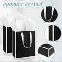 Yeaqee 50 Pack Metallic Gift Bags with Handle and Tissue Paper Gold Foil Thank You Bag for Graduation Wedding Groomsmen Bridal Baby Shower Gifts Holiday Party Favors 9x7x3.15'' (Black White)