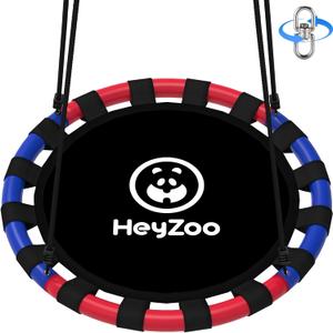 Saucer Swing, 24 Inch Swing Sets for Backyard and Outdoor Playground, 900lbs Weight Capacity, with 360 Degree Swivel, Gifts for Kids, Blue and Red