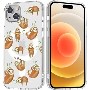 Sloth Magnetic Case for iPhone 12/12 Pro with MagSafe Wireless Charging Clear Cute Lovely Painting Girls Woman Soft Slim TPU Anti-Scratch Shockproof Protective Case