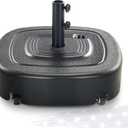 FRUITEAM 154lb Capacity Fillable Mobile Umbrella Base with 4 Wheels, Wind-Resistant Heavy Duty Patio Umbrella Base Market Stand Water or Sand Filled, for Patio, Deck, Poolside w/ 2 Locks, 2 Knobs (Black)