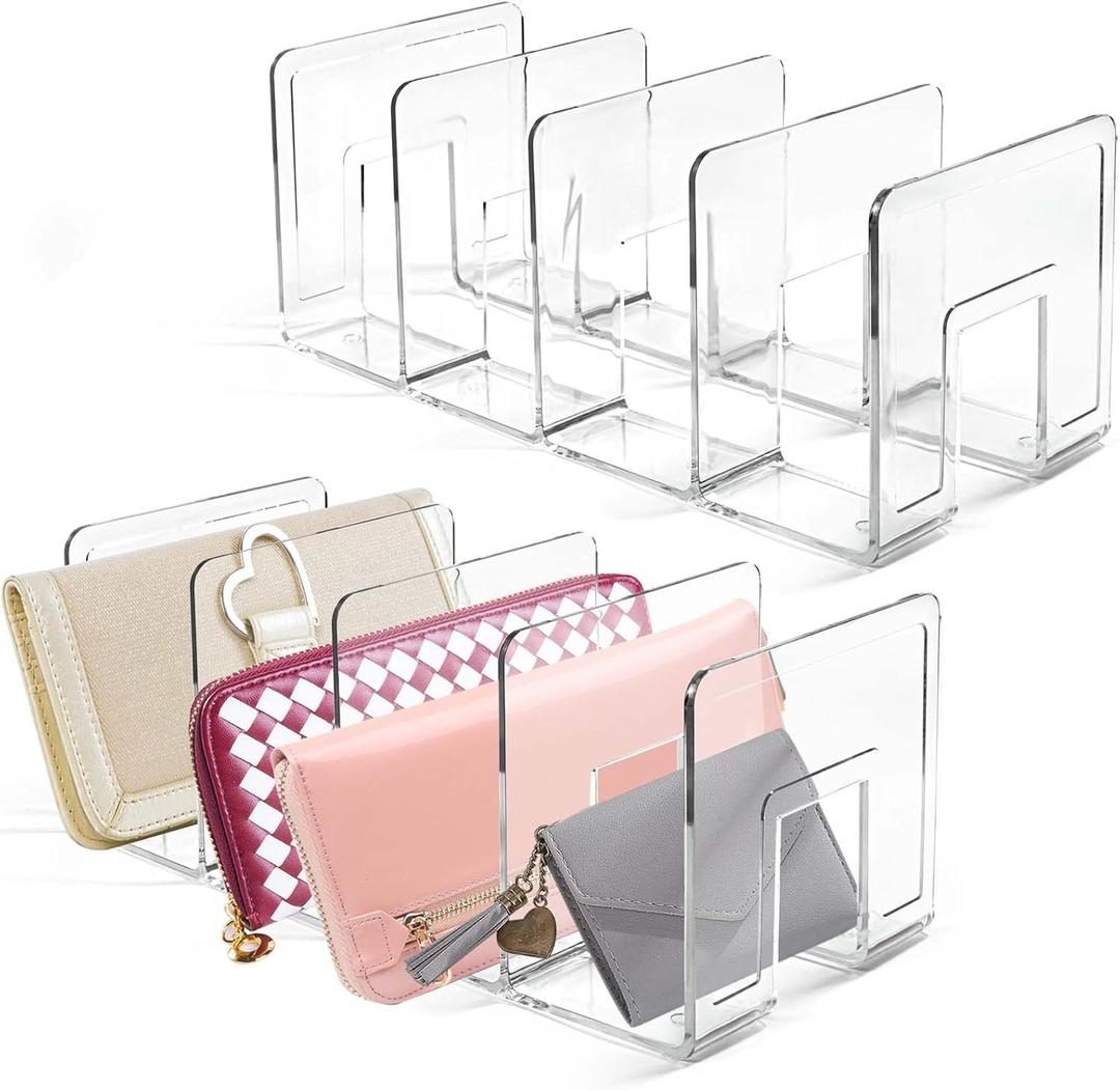 Vowcarol Clear Purse Storage Organizer, Mini Purse shelf for Closet, Small Clutch Purse Holder - 2 PACK