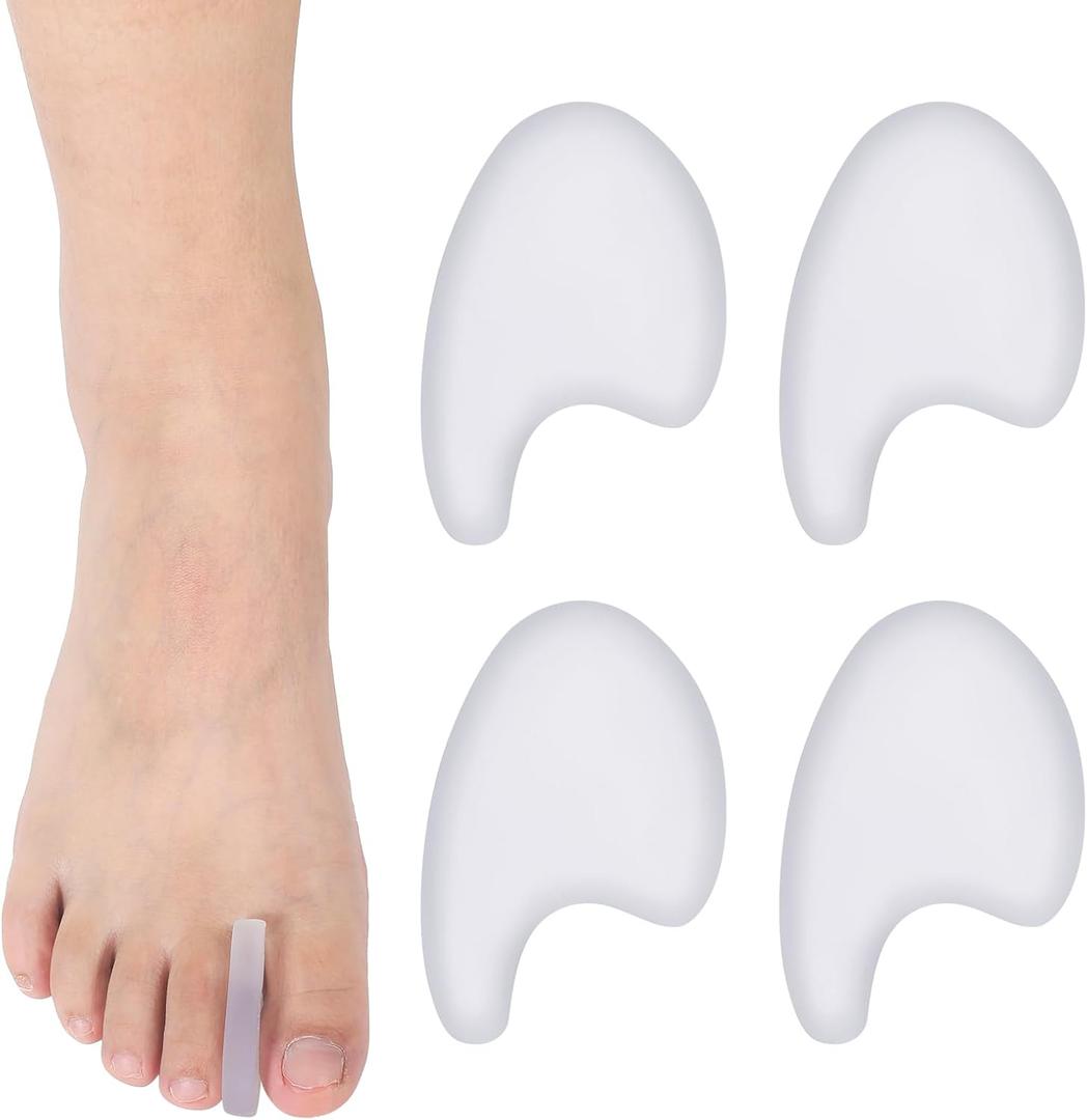 Soulchen 4 Pcs Toe Spacers for Ballet Dancers Pointe Shoe Toe Pads One Size Flexible Comfort Ballet Accessories Non-Slip Dance Foot Care Bunion Correction Pain Relief