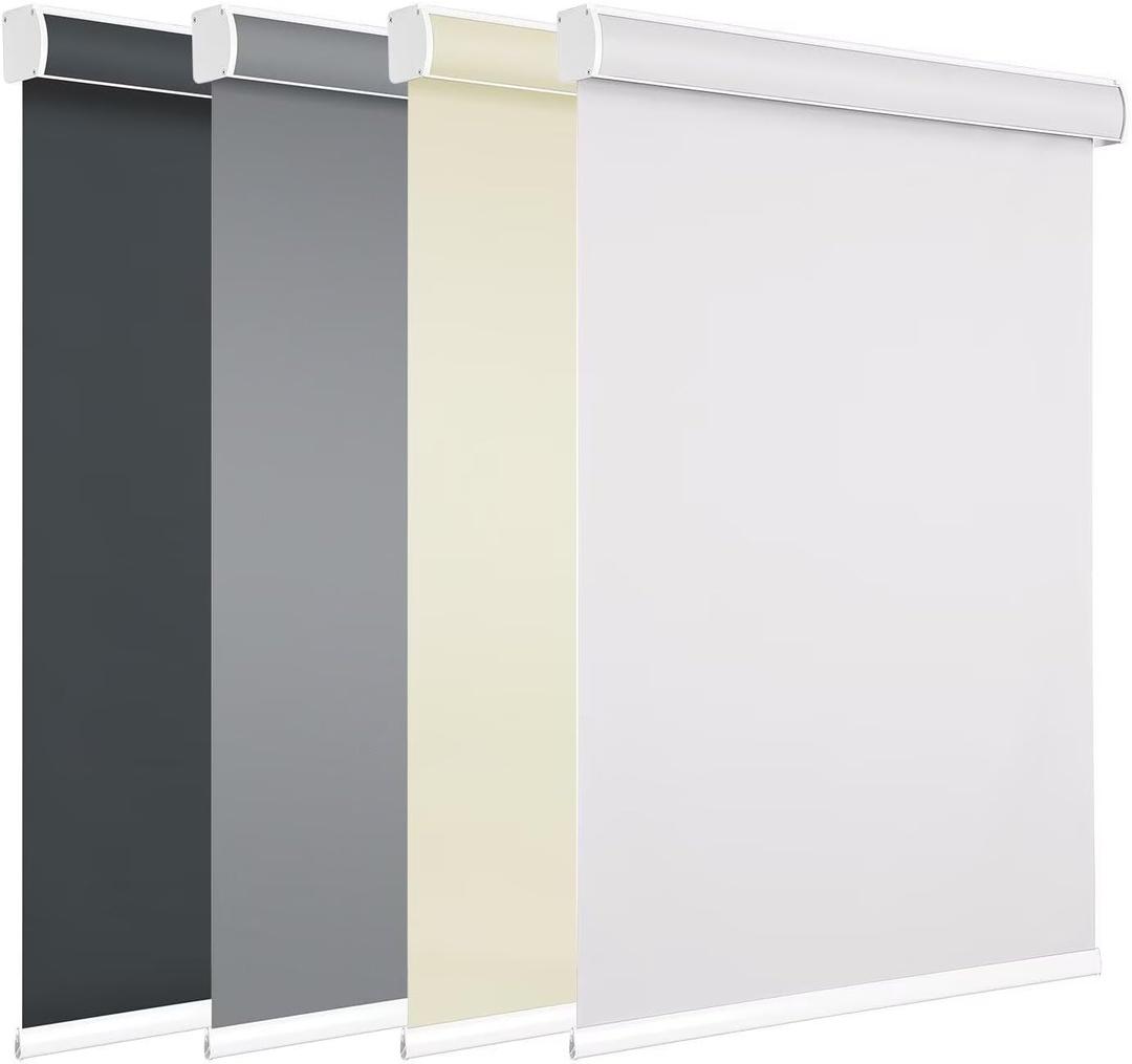 Changshade Blackout Roller Shades for Window, Cordless Blackout Blinds with Cassette Valance,Room Darkening Roller Blinds,Easy to Install for Bedroom,Living Room,Office,30" W72 H,White