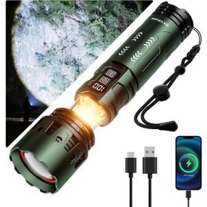 SKYFIRE Flashlights High Lumens, 5000LM Rechargeable Flashlights,LED Flashlight with Camping Lights,Outdoor Super Bright Flashlight Handheld flashlights for Emergency,Camping,Searching,Home,Green