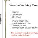 Unstained Raw Wood Walking Cane DIY Wooden Walking Stick for Men Women Seniors with Wrist Strap and Rubber Tip -36 Inches