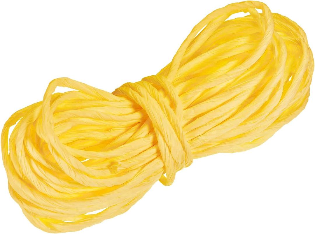 MECCANIXITY Raffia Paper Craft Rope Packing 16.4 Yards Handmade Twisted Paper Craft String/Cord for DIY Decoration Gift Packaging Lemon Yellow