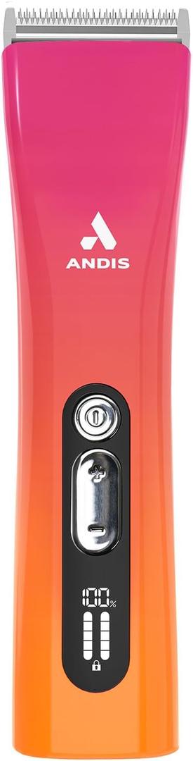 Andis 562745 ProClip 5-in-1 Adjustable Blade Cord/Cordless Pet Hair Clipper, 5 Blade Settings, 5 Speeds, Feather Light, Digital Display Screen, Sunset