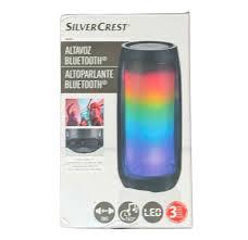 Silvercrest Portable Bluetooth Speaker with LED Color Changing Lights, TWS Function, TF Card/USB/AUX Support, HD Stereo Sound,Christmas Speaker, Bass Enhancement for Party, Outdoor, Camping (Black)