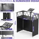 Foldable DJ Booth with Laptop Stand, DJ Table with Dual Corner Panels, Upgraded Metal Frame DJ Facade with Heavy-Duty Reinforced Desktop, DJ Stand for Parties, Black & White Scrims, Carry Bag