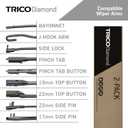 TRICO Diamond 22" + 22" Super Premium Automotive Replacement Windshield Wiper Blades (Set of 2), Passenger and Driver Side All-Weather Beam Wiper Blades for Select Vehicle Models (Item #25-2222)