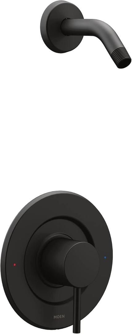 Moen Align Matte Black Posi-Temp Pressure Balancing Modern Shower Trim Kit without Showerhead, Valve Required, T2192NHBL