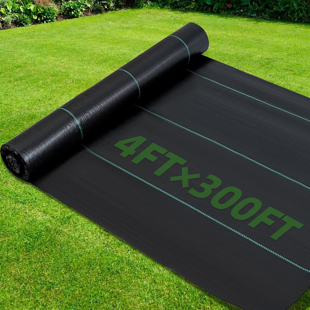 4 * 300ft Heavy-Duty Weed Barrier Fabric Premium 3.5 oz Ground Cover Weed Block Gardening Mat,Easy Installation & Superior Weed Control (4 * 300FT)