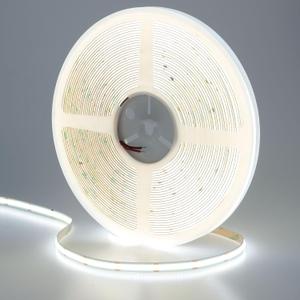 49.2ft/15M DC 24V COB LED Strip Light Cool White 6000K 5760LEDs CRI 93+ 11000lm Uniform Glow IP20 Not Waterproof Flexible LED Tape Lights for DIY Cabinet Bedroom Home Decor(No Power Supply)