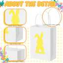Silkfly 48 Pieces Easter Bunny Gift Bags Bulk White Easter Party Favor Bags with Handle Treat Bunny Candy Goodies Favor for Party Supplies Decoration