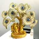 Turkish Evil Eye Tree Statue, Resin Flowers with Buddha Base, Good Luck Home Decor (White Flower)