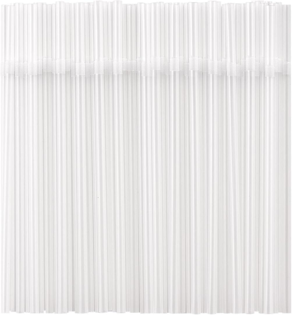 [Individually Wrapped] 100 Pcs Clear Flexible Plastic Straws, Disposable Bendy Straws, 8.26" Long and 0.23'' Diameter, BPA-Free