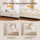 Folding Bed Rail for Toddlers, Baby Bed Rail Guard with Reinforced Anchor Safety System, Toddler Bed Rails for King Size Beds, Twin, Full, Queen (Khaki, 71" L x 21.6" H)