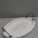 Oval Wood Serving Tray with Handles - Rustic White Decorative Platter for Coffee Table Decor, Living Room, and Farmhouse Decor - 16 x 11 x 2 in