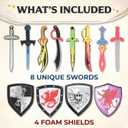 Liberty Imports 12 Pack Foam Swords and Shields Playset, Medieval Combat Ninja Warrior Weapons Costume Role Play Accessories for Kids Party Favors