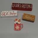 4 Pcs Christmas Decorations Indoor - Wooden Cocoa Table Decoration for Home - Christmas Centerpiece For Table - Winter Tiered Tray Decor Rustic Farmhouse Xmas Gift for Home Kitchen Mantel