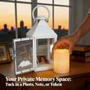 White Memorial Lantern Sympathy Gift for Loss of Loved One | Remembrance Solar Lantern with Sunflower, Bereavement Gifts for Loss of Mother Father Gift