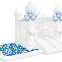 White Bounce House, Bounce House for Kids 3-6 with Double Slides, Bouncy House with Ball Pit Blower Included, Bouncy Castle IndoorOutdoor, 10.5ft L x 9.3ft W x 7.3ft H, Nice Choice for Party