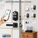 Veise VE012W-L Built-in Wi-Fi Fingerprint Smart Lock with Lever Handle Set, App Remote Control, Keyless Entry for Front Door, Deadbolt Digital Backlit Keypad, Voice Assistant, Auto Lock, Matte Black
